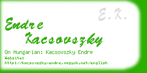 endre kacsovszky business card